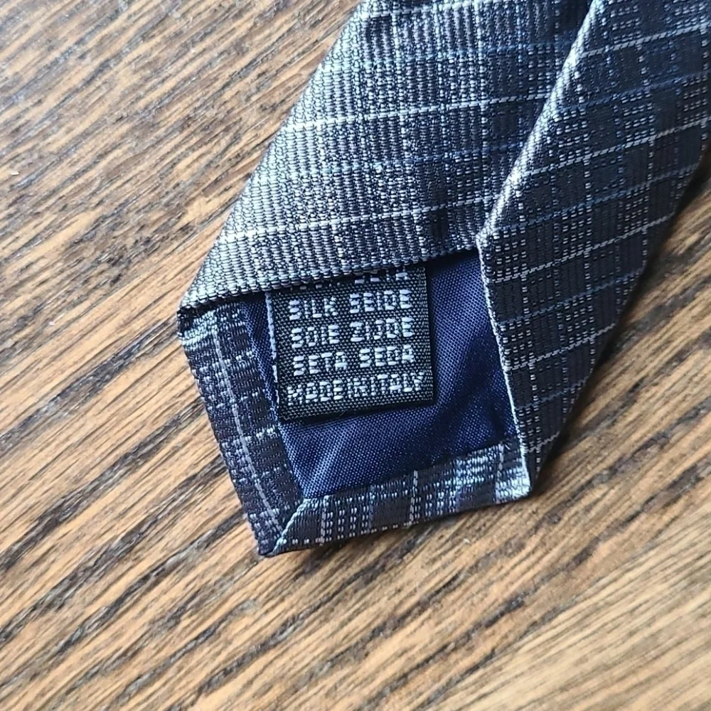 Equestrian Firenze Made in Italy 100% Silk Gray Men's Necktie Unisex Geometrical